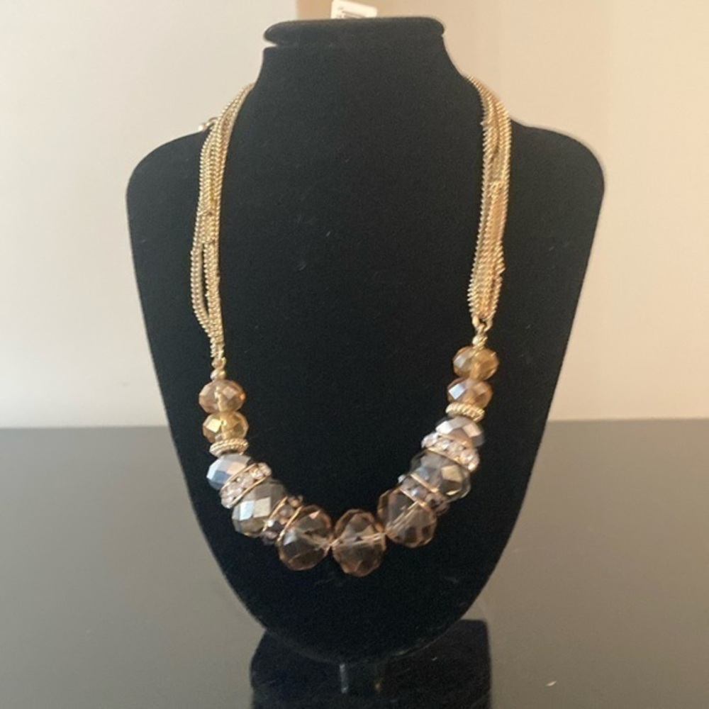 Macy's Gold and Brown Beaded Necklace